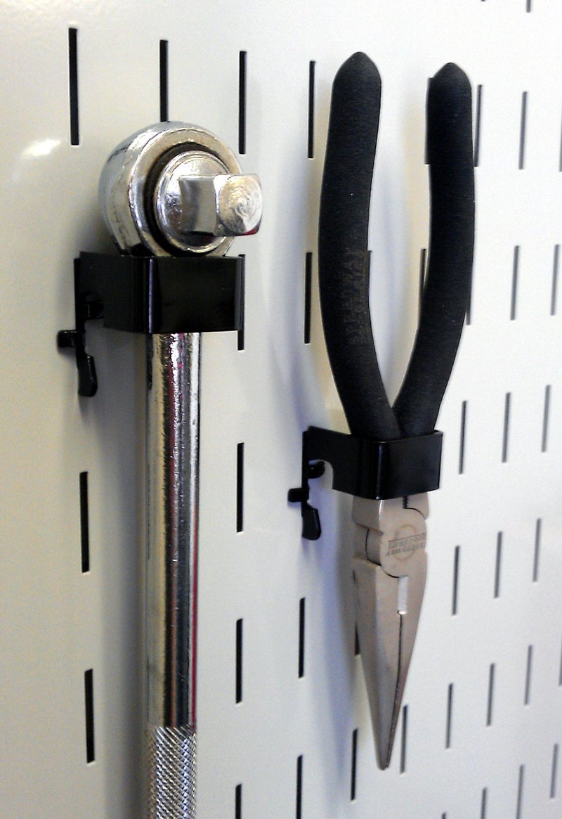 Wall Control 1in x 1in C-Bracket Slotted Metal Pegboard Hook Pegboard and Slotted Tool Board â€“ Black - Image 1